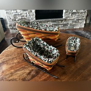 Longaberger Santa’s Little Helper Sleigh Baskets!Great condition Been in storage